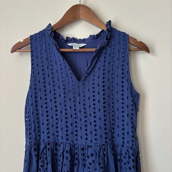 Sundance Promise Eyelet Ruffle Dress Small Blue - Picture 3 of 9